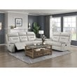 Pemberly Row 2-Piece Top Grain Leather Reclining Sofa Set in Silver