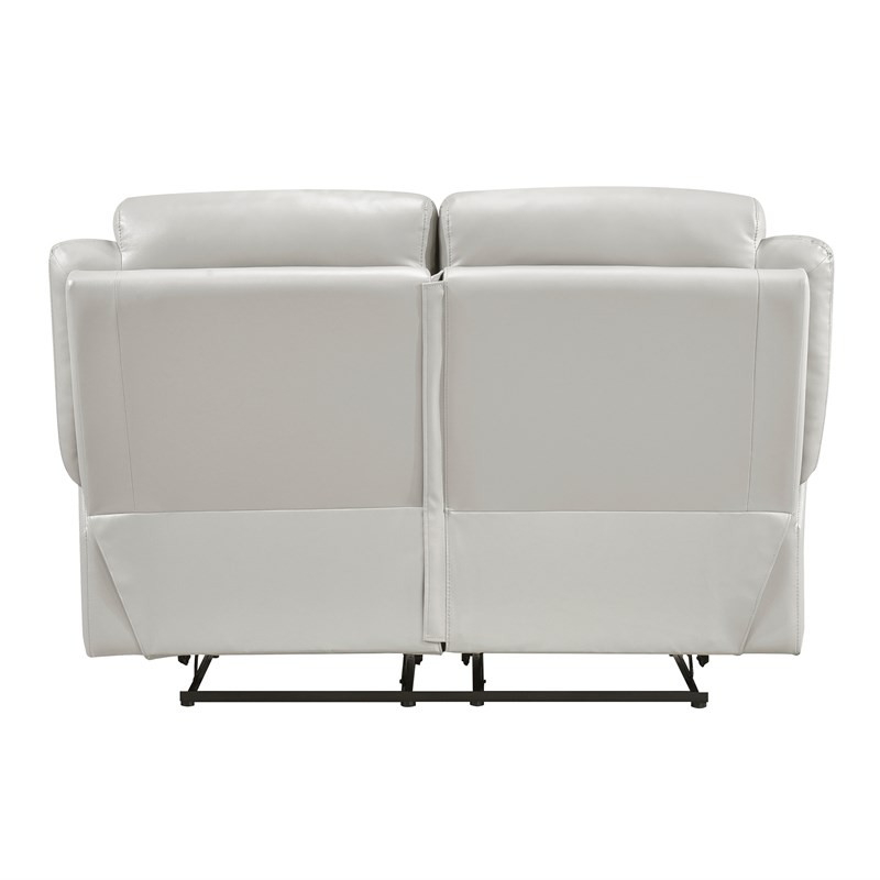 Pemberly Row 2-Piece Top Grain Leather Reclining Sofa Set in Silver