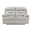 Pemberly Row 2-Piece Top Grain Leather Reclining Sofa Set in Silver
