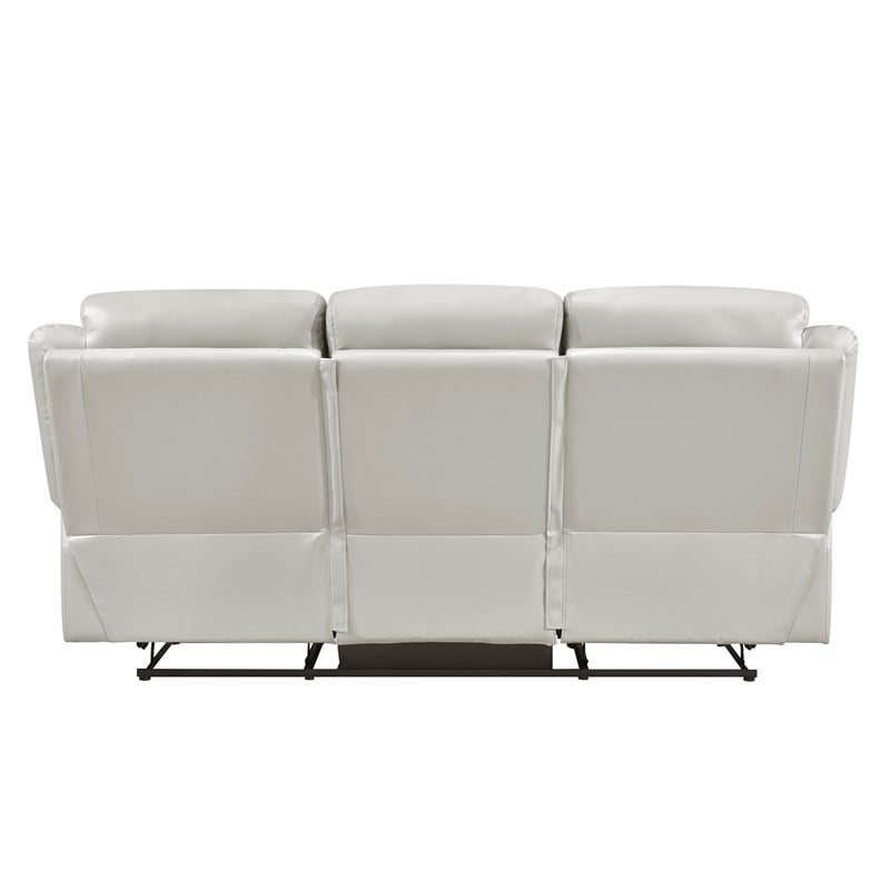 Pemberly Row 2-Piece Top Grain Leather Reclining Sofa Set in Silver