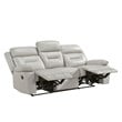 Pemberly Row 2-Piece Top Grain Leather Reclining Sofa Set in Silver