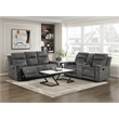 Pemberly Row 2-Piece Textured Microfiber Reclining Sofa Set in Brownish Gray