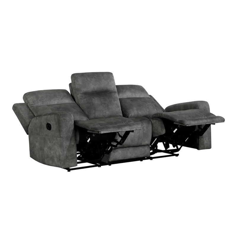 Pemberly Row 2-Piece Textured Microfiber Reclining Sofa Set in Brownish Gray