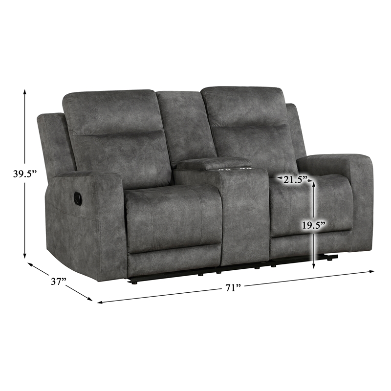 Pemberly Row 2-Piece Textured Microfiber Reclining Sofa Set in Brownish Gray