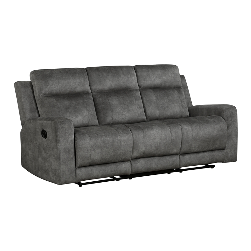 Pemberly Row 2-Piece Textured Microfiber Reclining Sofa Set in Brownish Gray
