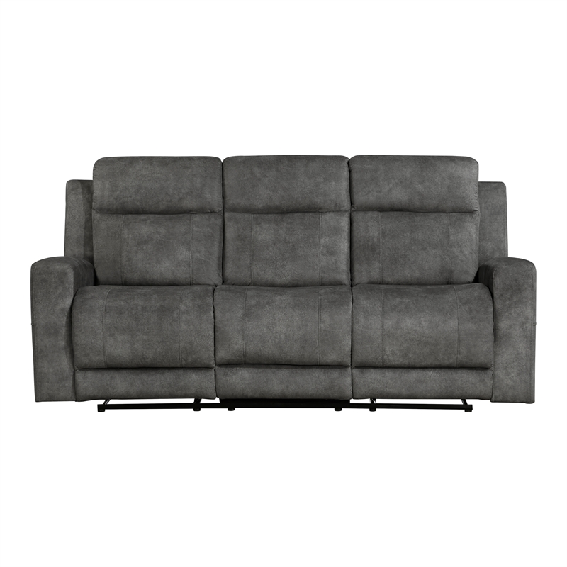 Pemberly Row 2-Piece Textured Microfiber Reclining Sofa Set in Brownish Gray