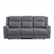 Pemberly Row 2-Piece Polished Microfiber Double Reclining Sofa Set in Gray