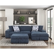 Pemberly Row 3-Piece Sectional with Right Chaise Ottoman & Pull-Out Bed in Blue