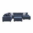 Pemberly Row 4-Piece Sectional with Right Chaise Ottoman & Pull-Out Bed in Blue