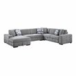 Pemberly Row 5-Piece Chenille Sectional with Left Chaise Ottoman and Bed in Gray