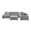 Pemberly Row 5-Piece Chenille Sectional with Left Chaise Ottoman and Bed in Gray