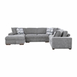 Pemberly Row 5-Piece Chenille Sectional with Left Chaise Ottoman and Bed in Gray
