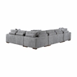 Pemberly Row 5-Piece Chenille Sectional with Left Chaise Ottoman and Bed in Gray