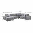 Pemberly Row 5-Piece Chenille Sectional with Left Chaise Ottoman and Bed in Gray