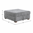 Pemberly Row 5-Piece Chenille Sectional with Left Chaise Ottoman and Bed in Gray