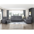 Pemberly Row Polished Microfiber Double Reclining Love Seat with Console in Gray