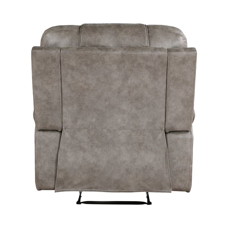 Pemberly Row Polished Microfiber Reclining Chair 300 lbs in Grayish Brown