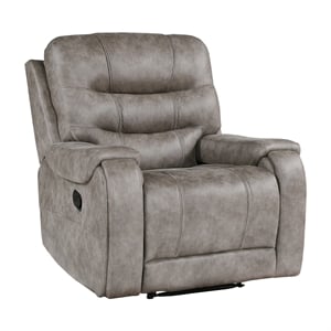 Pemberly Row Polished Microfiber Reclining Chair 300 lbs in Grayish Brown