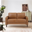 Pemberly Row Faux Leather 2-Piece Upholstered Sofa Set with Track Arms in Brown