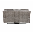 Pemberly Row Microfiber Double Reclining Love Seat with Console in Grayish Brown