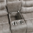 Pemberly Row Microfiber Double Reclining Love Seat with Console in Grayish Brown