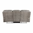 Pemberly Row Polished Microfiber Double Reclining Sofa 300 lbs in Grayish Brown