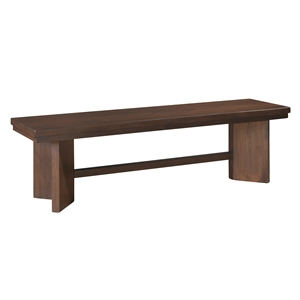 Pemberly Row Walnut Veneer Wood Dining Bench with Trestle Base