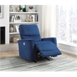 Pemberly Row Velvet Power Rocker Reclining Chair 300 lbs in Navy