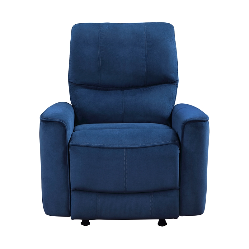 Pemberly Row Velvet Power Rocker Reclining Chair 300 lbs in Navy