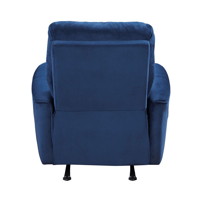 Pemberly Row Velvet Power Rocker Reclining Chair 300 lbs in Navy
