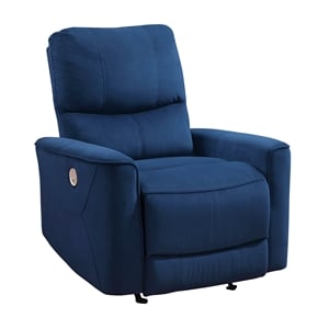 Pemberly Row Velvet Power Rocker Reclining Chair 300 lbs in Navy