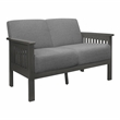 Pemberly Row Textured Fabric 2-Piece Upholstered Sofa Set with Wood Arms in Gray