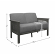 Pemberly Row Textured Fabric 2-Piece Upholstered Sofa Set with Wood Arms in Gray