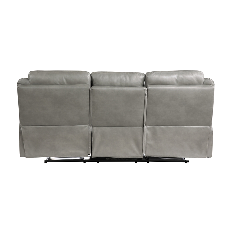Pemberly Row Faux Leather 2-Piece Manual Reclining Sofa Set with USB in Gray