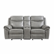 Pemberly Row Faux Leather 2-Piece Manual Reclining Sofa Set with USB in Gray
