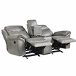 Pemberly Row Faux Leather 2-Piece Manual Reclining Sofa Set with USB in Gray