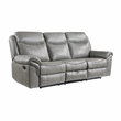 Pemberly Row Faux Leather 2-Piece Manual Reclining Sofa Set with USB in Gray