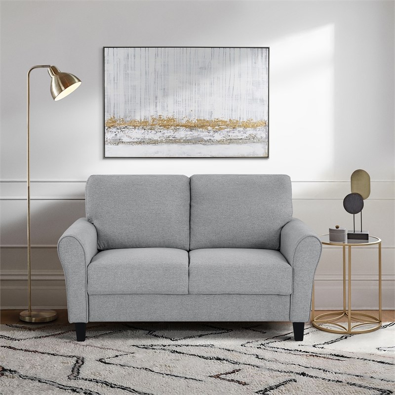 Pemberly Row Fabric 2-Piece Upholstered Sofa Set with Welt Trim in Dark Gray