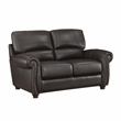 Pemberly Row Top Grain Leather 2-Piece Sofa Set with Nailhead Trim in Dark Brown