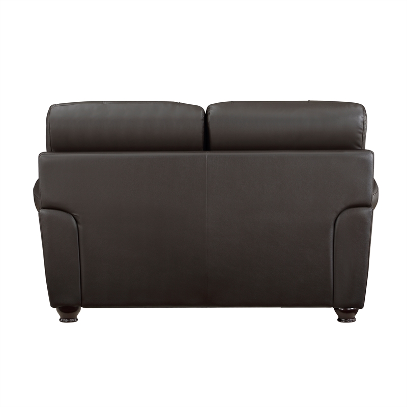 Pemberly Row Top Grain Leather 2-Piece Sofa Set with Nailhead Trim in Dark Brown