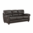 Pemberly Row Top Grain Leather 2-Piece Sofa Set with Nailhead Trim in Dark Brown