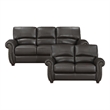 Pemberly Row Top Grain Leather 2-Piece Sofa Set with Nailhead Trim in Dark Brown