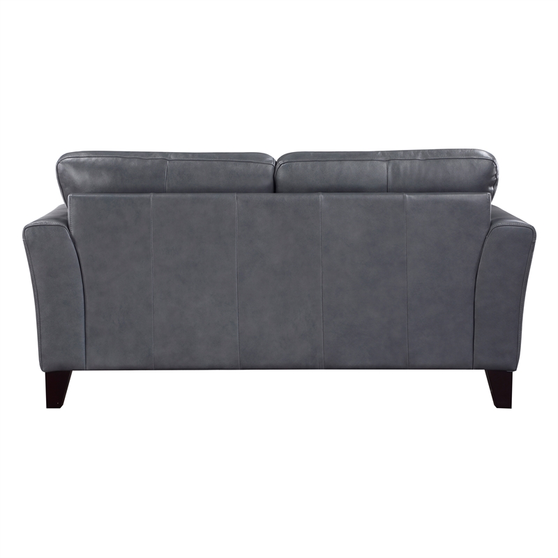 Pemberly Row Top Grain Leather 2-Piece Sofa Set with Geometric Tufting in Gray