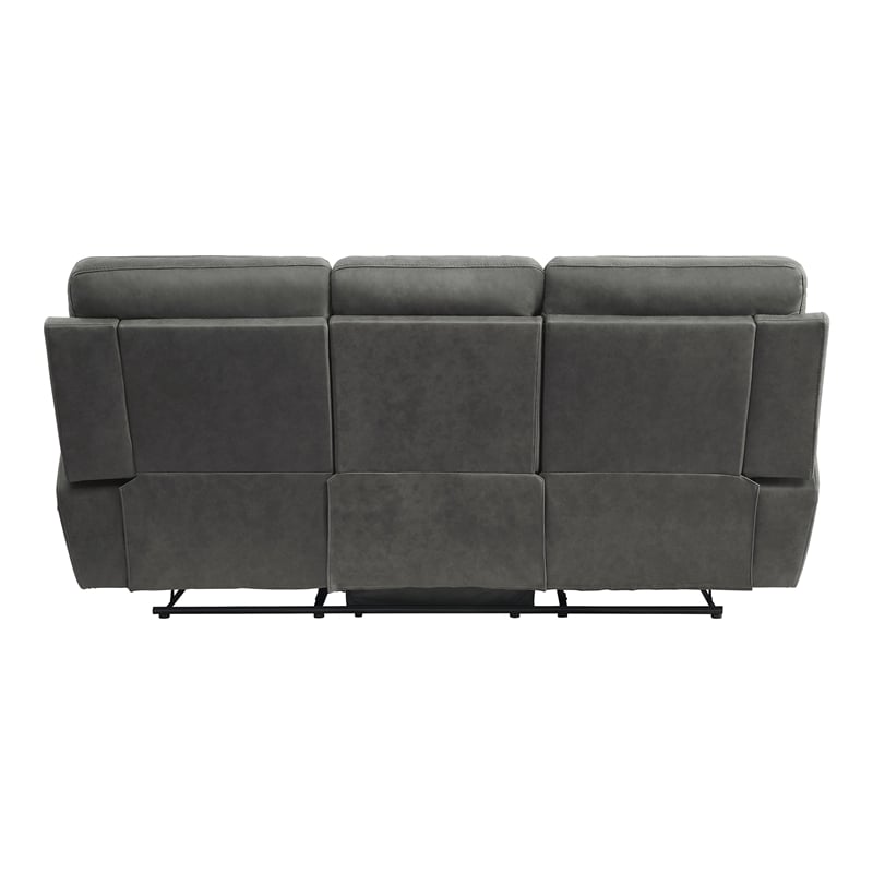 Pemberly Row Microfiber 2-Piece Manual Reclining Sofa Set with Console in Gray