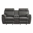 Pemberly Row Microfiber 2-Piece Manual Reclining Sofa Set with Console in Gray