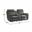Pemberly Row Microfiber 2-Piece Manual Reclining Sofa Set with Console in Gray