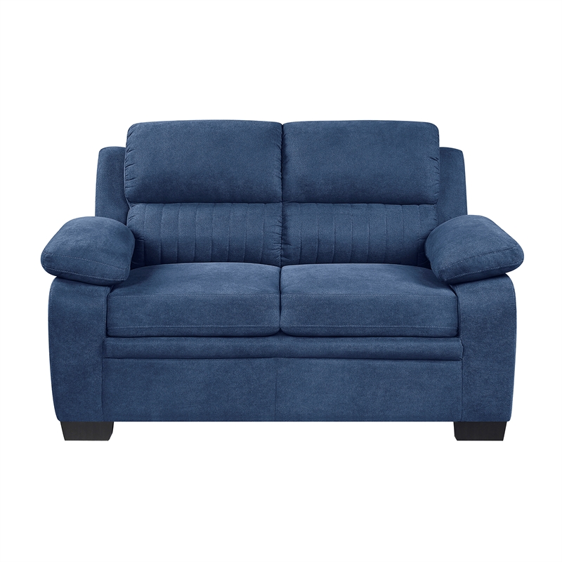 Pemberly Row Textured Fabric 2-Piece Sofa Set with Channel Tufting in Blue