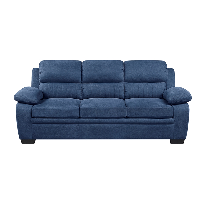 Pemberly Row Textured Fabric 2-Piece Sofa Set with Channel Tufting in Blue