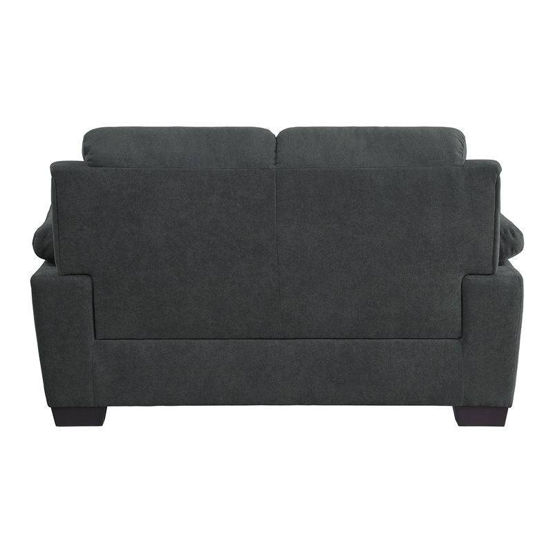 Pemberly Row Textured Fabric 2-Piece Sofa Set with Channel Tufting in Dark Gray