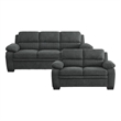 Pemberly Row Textured Fabric 2-Piece Sofa Set with Channel Tufting in Dark Gray